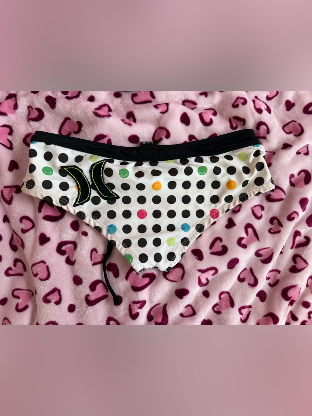 Hurley White Polka Dot Bikini with Black Trim and Neon Accents - Picture 4 of 8